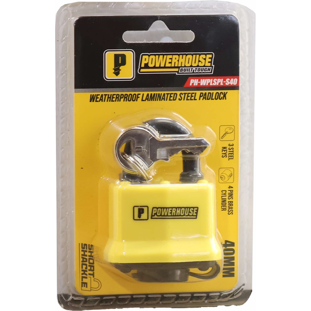 Powerhouse PH-WPLSPL-S40 Weatherproof Laminated Steel Padlock | Powerhouse by KHM Megatools Corp. Powerhouse PH-WPLSPL-S40 Weatherproof Laminated Steel Padlock | Powerhouse by KHM Megatools Corp.